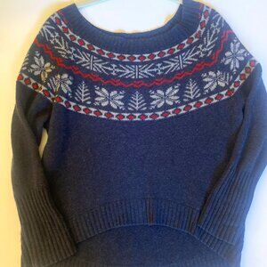 Joie Cashmere Blend Sweater with Fair Isle pattern at top
